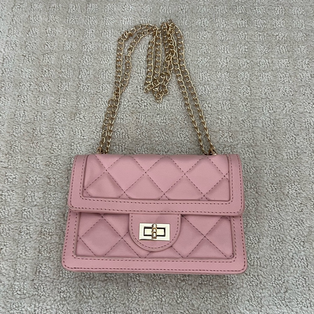 Pink Quilted Chain Shoulder Bag